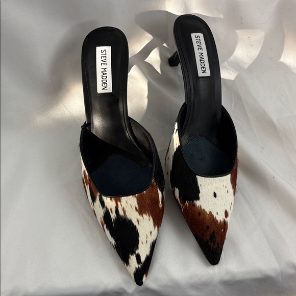 EUC Like new Steve Madden sz9 Amalie Cow Print Kitten Heel Mules… - Picture 3 of 6